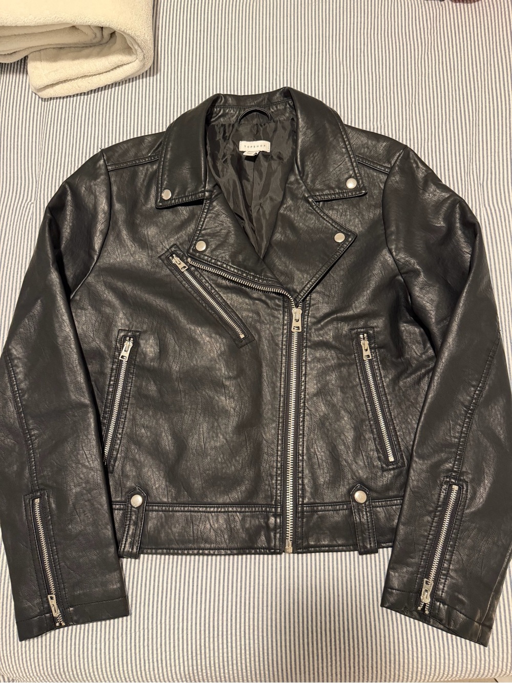 Topshop Black Faux Leather Biker Jacket - Picture 5 of 7